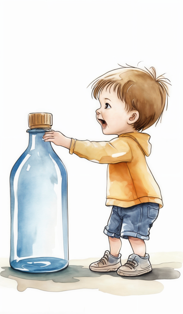 Kid playing with sensory bottle