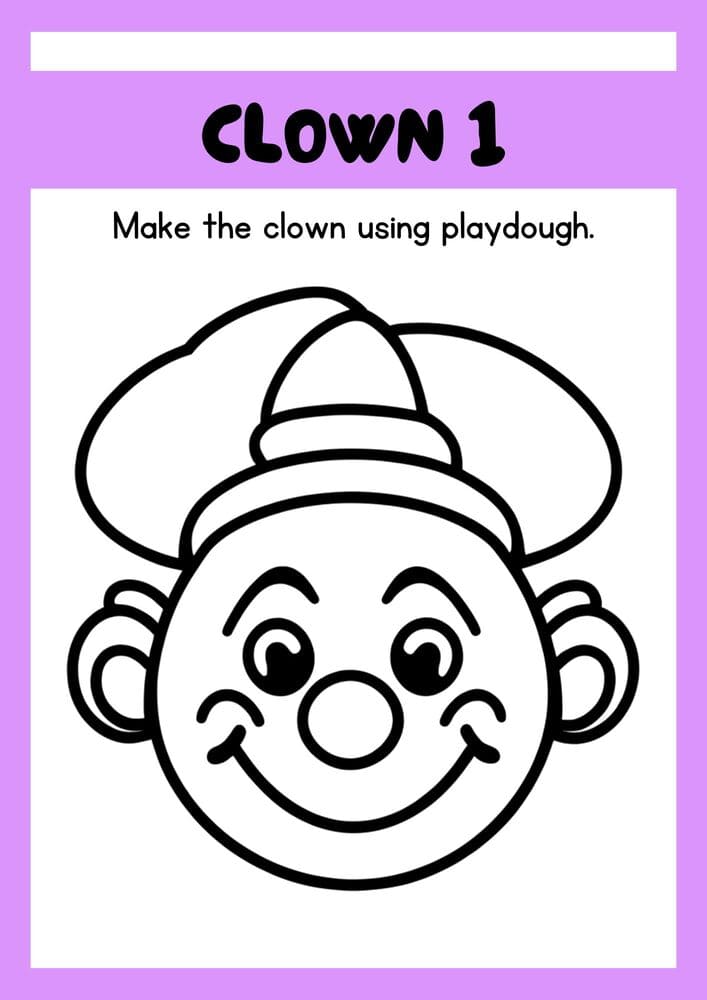 Circus Mat Playdough Worksheets Clown