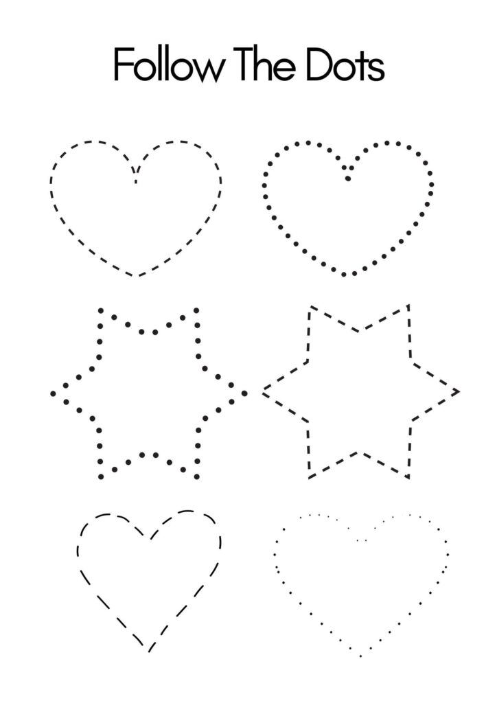 Follow the Dots Heart Worksheet For Toddlers