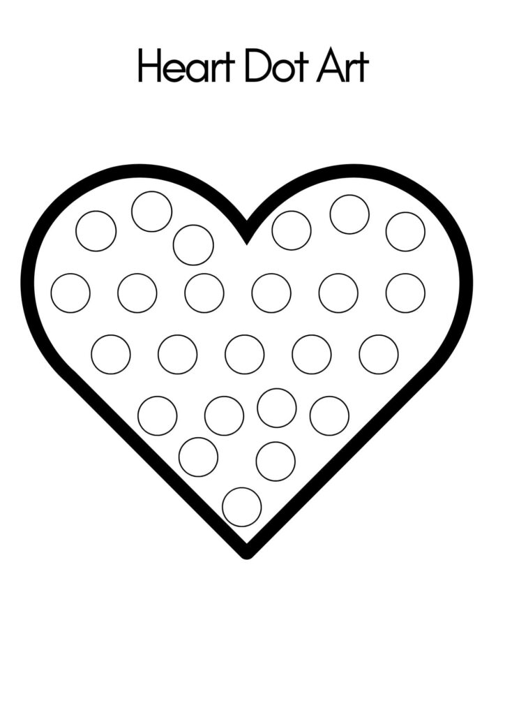 Dot Art Toddler Free printable Heart Shape Worksheets