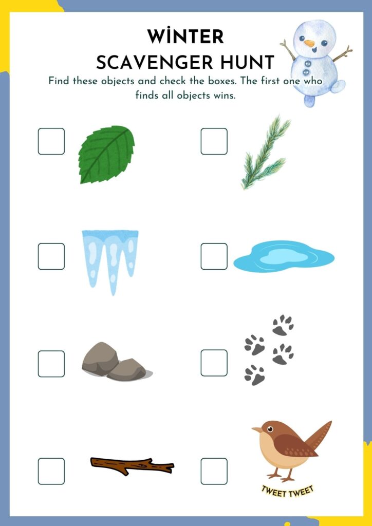 Winter Scavenger Hunt Free Printable