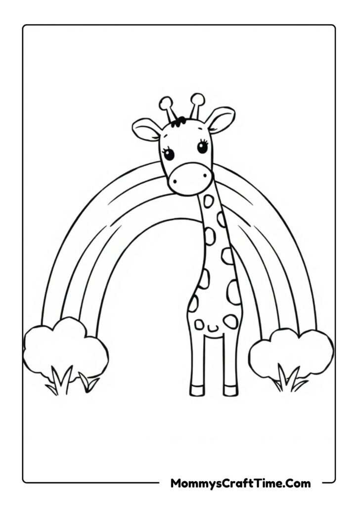 Rainbow Coloring Printable with Giraffe