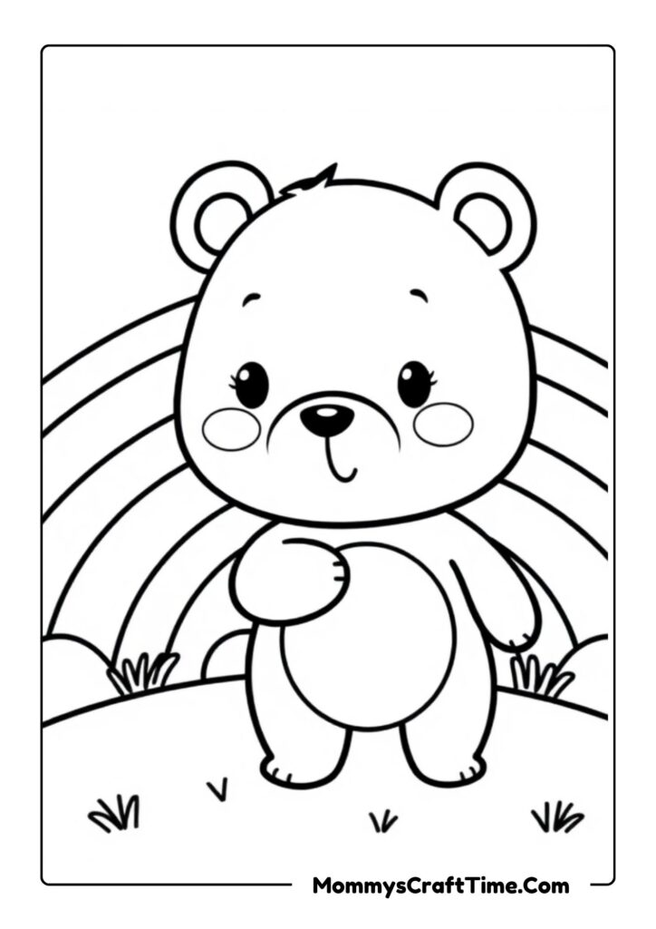 Rainbow Coloring Printable with bear