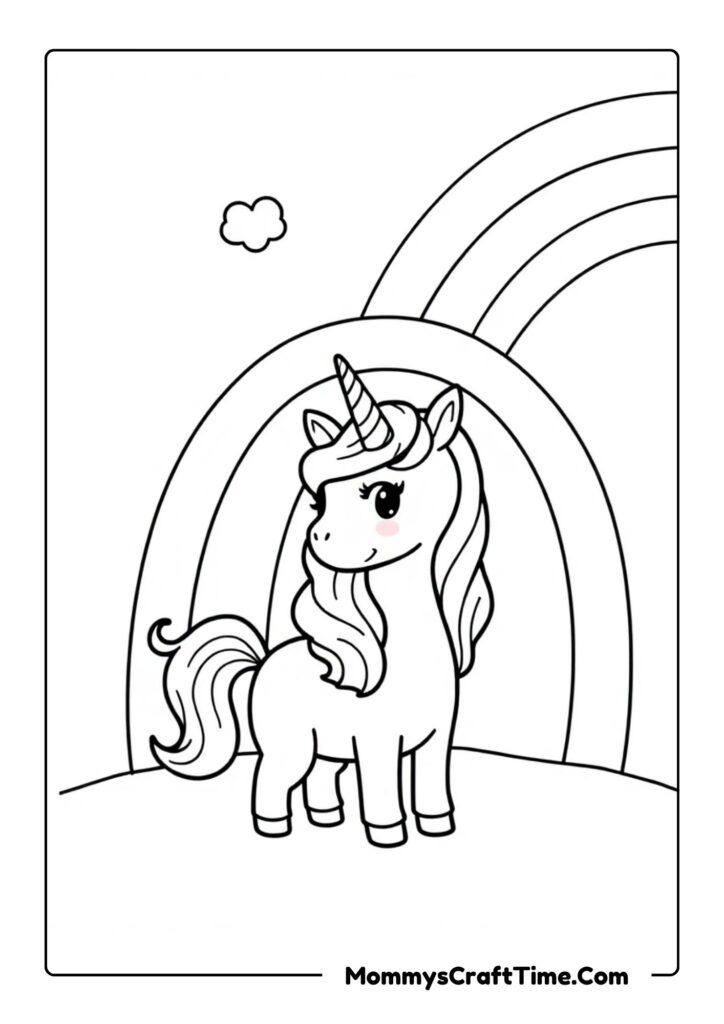 Rainbow Coloring Printable with Unircorns