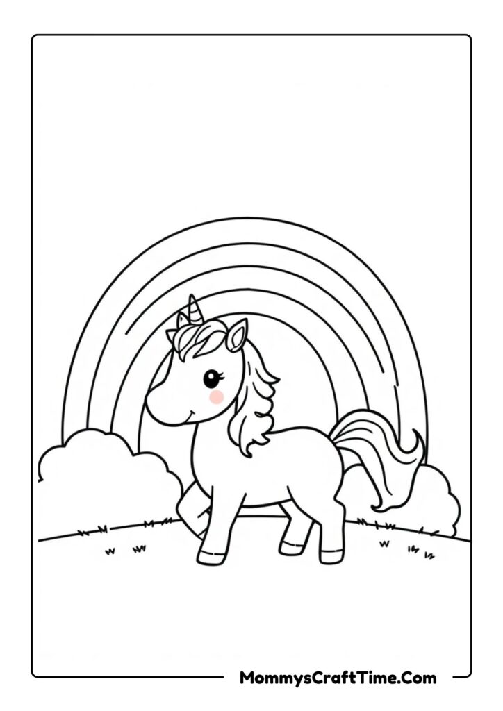 Rainbow Coloring Sheet with Unircorns