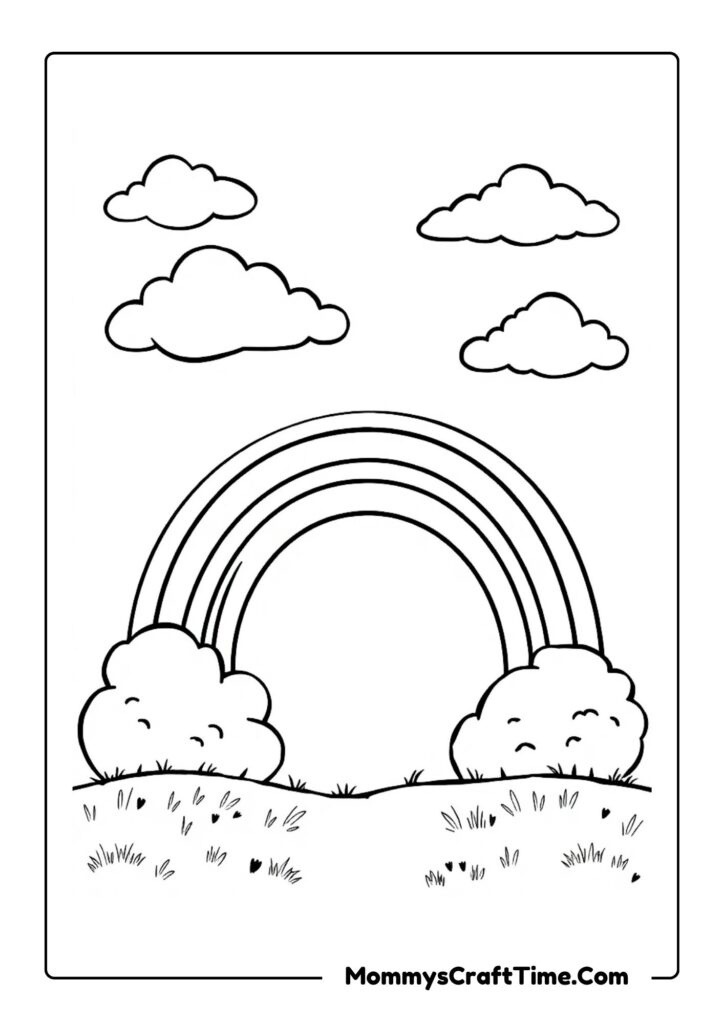 Rainbow Coloring Printable with Clouds