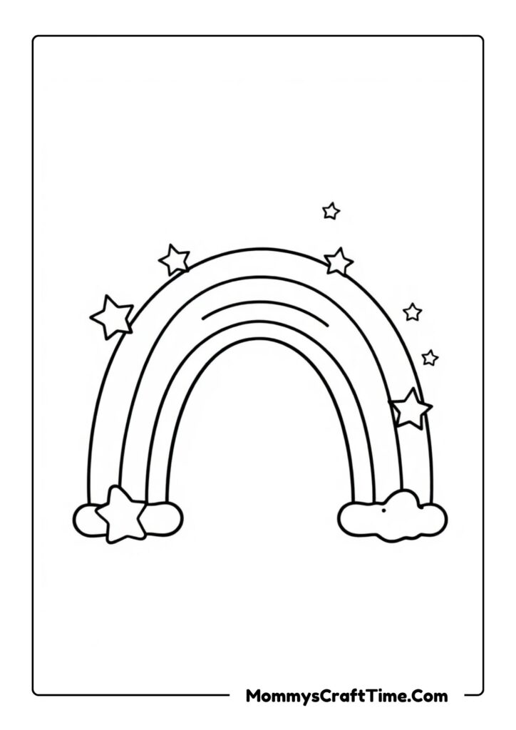 Rainbow Coloring Printable with Stars