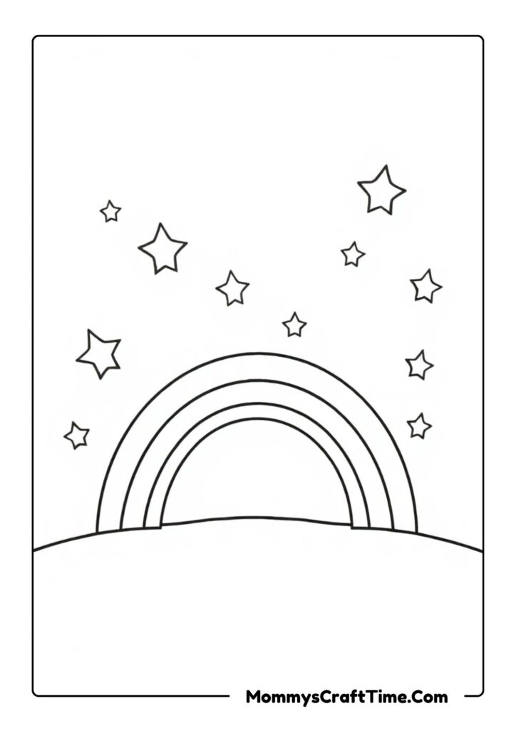 Rainbow Coloring Printable with Stars