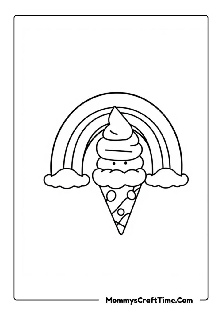 Rainbow Coloring Printable with Ice Cream