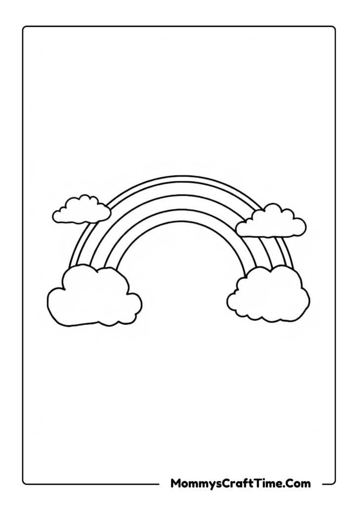 Classic Rainbow with Clouds Coloring Page