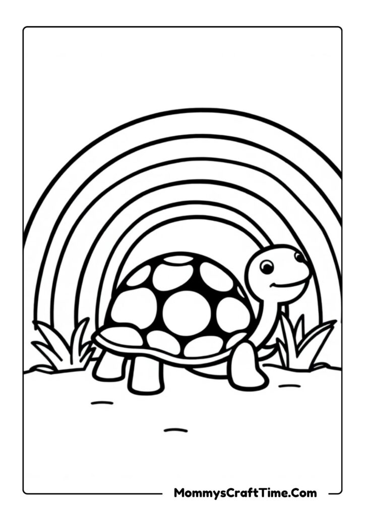 Rainbow Coloring Sheet with Turtle