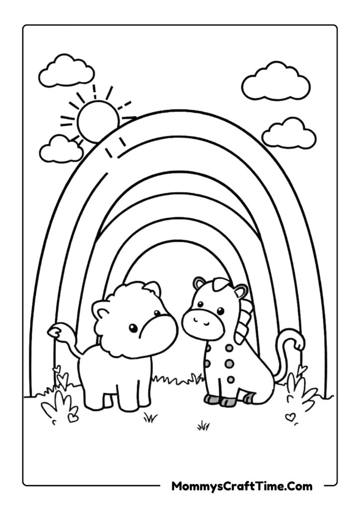 Rainbow Coloring Printable with Animals