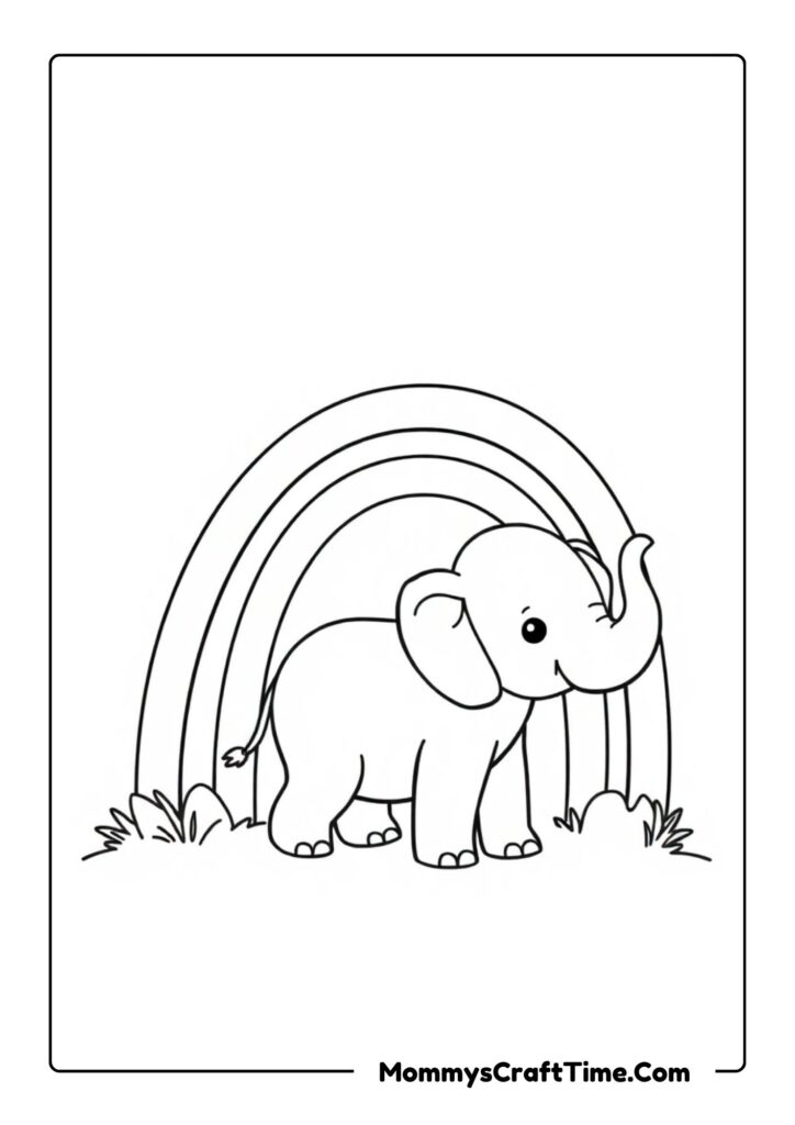 Rainbow Coloring Printable with Elefant